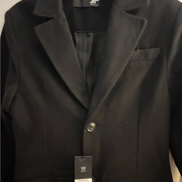 New JF.Ferrar Men's Black Top Coat sz Small